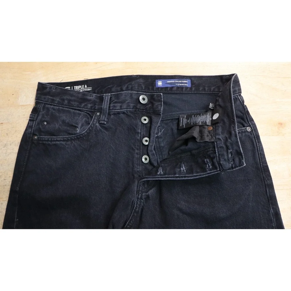 Mens G Star Denim Jeans Size 32X30 Triple A Italian Premium Black‎ Straight leg